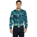 Waves Ocean Sea Abstract Whimsical Abstract Art Men s Long Sleeve Pocket Shirt  View1