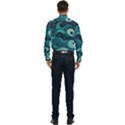 Waves Ocean Sea Abstract Whimsical Abstract Art Men s Long Sleeve Pocket Shirt  View2