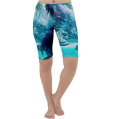 Landscape Nature Digital Art Palm Trees Paradise Cropped Leggings 