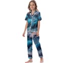 Tsunami Waves Ocean Sea Water Rough Seas 2 Kids  Satin Short Sleeve Pajamas Set View1