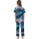 Tsunami Waves Ocean Sea Water Rough Seas 2 Kids  Satin Short Sleeve Pajamas Set View2