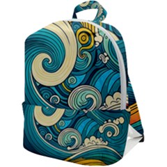 Waves Wave Ocean Sea Abstract Whimsical Abstract Art Zip Up Backpack