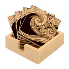 Waves Wave Ocean Sea Abstract Whimsical Abstract Art Bamboo Coaster Set