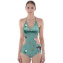 Raccoon Texture Seamless Scrapbooking Hearts Cut-Out One Piece Swimsuit View1