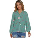 Raccoon Texture Seamless Scrapbooking Hearts Women s Long Sleeve Button Down Shirt View1