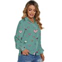 Raccoon Texture Seamless Scrapbooking Hearts Women s Long Sleeve Button Down Shirt View3