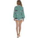 Raccoon Texture Seamless Scrapbooking Hearts Women s Long Sleeve Button Down Shirt View4