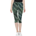 Background Pattern Leaves Texture Design Wallpaper Inside Out Lightweight Velour Capri Leggings  View3
