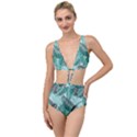 Background Pattern Texture Leaves Design Wallpaper Tied Up Two Piece Swimsuit View1