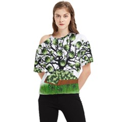 Watermelon Tree Abstraction On Watermelon Abundance One Shoulder Cut Out Tee