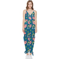 Texture Seamless Sample Digital Scrapbooking Sleeveless Tie Ankle Chiffon Jumpsuit