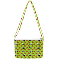 Watermelon Panda Background Wallpaper Double Gusset Crossbody Bag