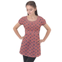 Lattice Iii Puff Sleeve Tunic Top