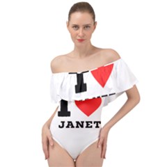 I Love Janet Off Shoulder Velour Bodysuit  by ilovewhateva