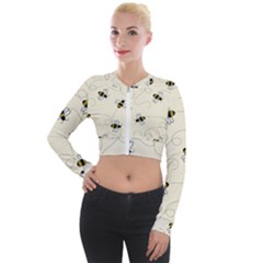 Insects Bees Digital Paper Long Sleeve Cropped Velvet Jacket