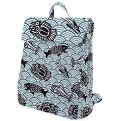 Fish Koi Ocean Sea Oriental Waves Flap Top Backpack