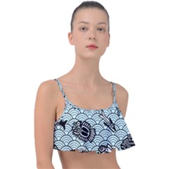 Fish Koi Ocean Sea Oriental Waves Frill Bikini Top