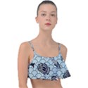 Fish Koi Ocean Sea Oriental Waves Frill Bikini Top View1