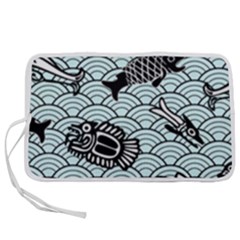 Fish Koi Ocean Sea Oriental Waves Pen Storage Case (m)