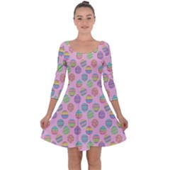 Egg Easter Eggs Pastel Digital Art Quarter Sleeve Skater Dress
