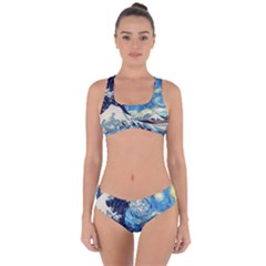 Starry Night Hokusai Vincent Van Gogh The Great Wave Off Kanagawa Criss Cross Bikini Set