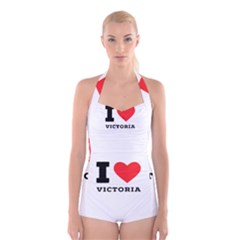 I Love Victoria Boyleg Halter Swimsuit  by ilovewhateva