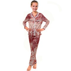 Tribal Background Pattern Texture Design Kid s Satin Long Sleeve Pajamas Set