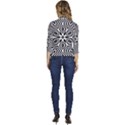 Pattern Wave Symmetry Monochrome Abstract Women s Draped Front 3/4 Sleeve Shawl Collar Jacket View4