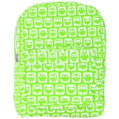 Lime Green And White Owl Pattern Full Print Backpack by GardenOfOphir