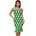 Cute Baby Socks Illustration Pattern Off Shoulder Ruffle Split Hem Bodycon Dress View1