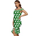 Cute Baby Socks Illustration Pattern Off Shoulder Ruffle Split Hem Bodycon Dress View2