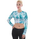 Tropical Blue Ocean Wave Long Sleeve Cropped Velvet Jacket View1