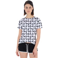 Chooper Motorcycle Drawing Motif Pattern Open Back Sport Tee