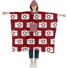 Modern Chic Vector Camera Illustration Pattern Women s Hooded Rain Ponchos