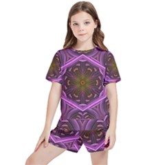 Rosette Mosaic Kaleidoscope Abstract Background Kids  Tee And Sports Shorts Set