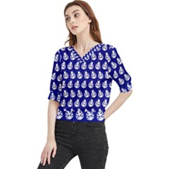 Ladybug Vector Geometric Tile Pattern Quarter Sleeve Blouse