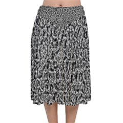 Abstract-0025 Velvet Flared Midi Skirt