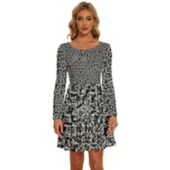 Abstract-0025 Long Sleeve Wide Neck Velvet Dress