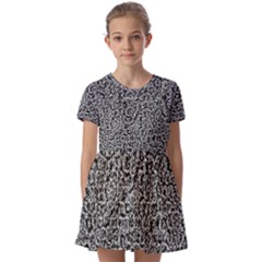 Abstract-0025 Kids  Short Sleeve Pinafore Style Dress