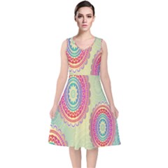 Background-02 V-neck Midi Sleeveless Dress 