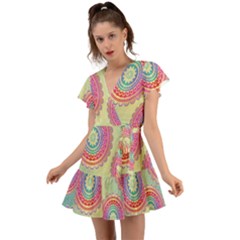 Background-02 Flutter Sleeve Wrap Dress