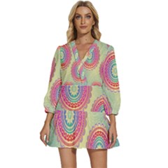 Background-02 V-neck Placket Mini Dress
