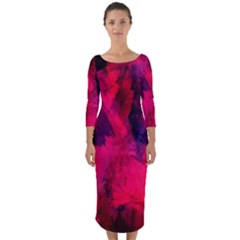 Background-03 Quarter Sleeve Midi Bodycon Dress