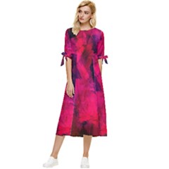 Background-03 Bow Sleeve Chiffon Midi Dress