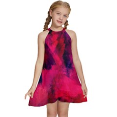 Background-03 Kids  Halter Collar Waist Tie Chiffon Dress