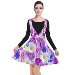 Blossoms-yellow Plunge Pinafore Dress