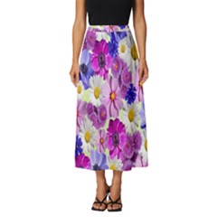 Blossoms-yellow Classic Midi Chiffon Skirt