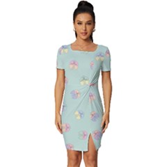 Butterfly-15 Fitted Knot Split End Bodycon Dress
