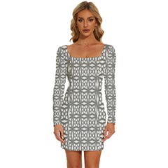 Celtic-knot 01 Long Sleeve Square Neck Bodycon Velvet Dress