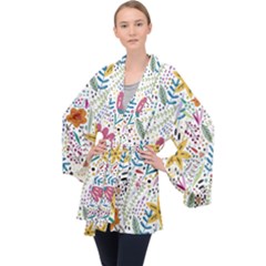 Flowers-484 Long Sleeve Velvet Kimono 